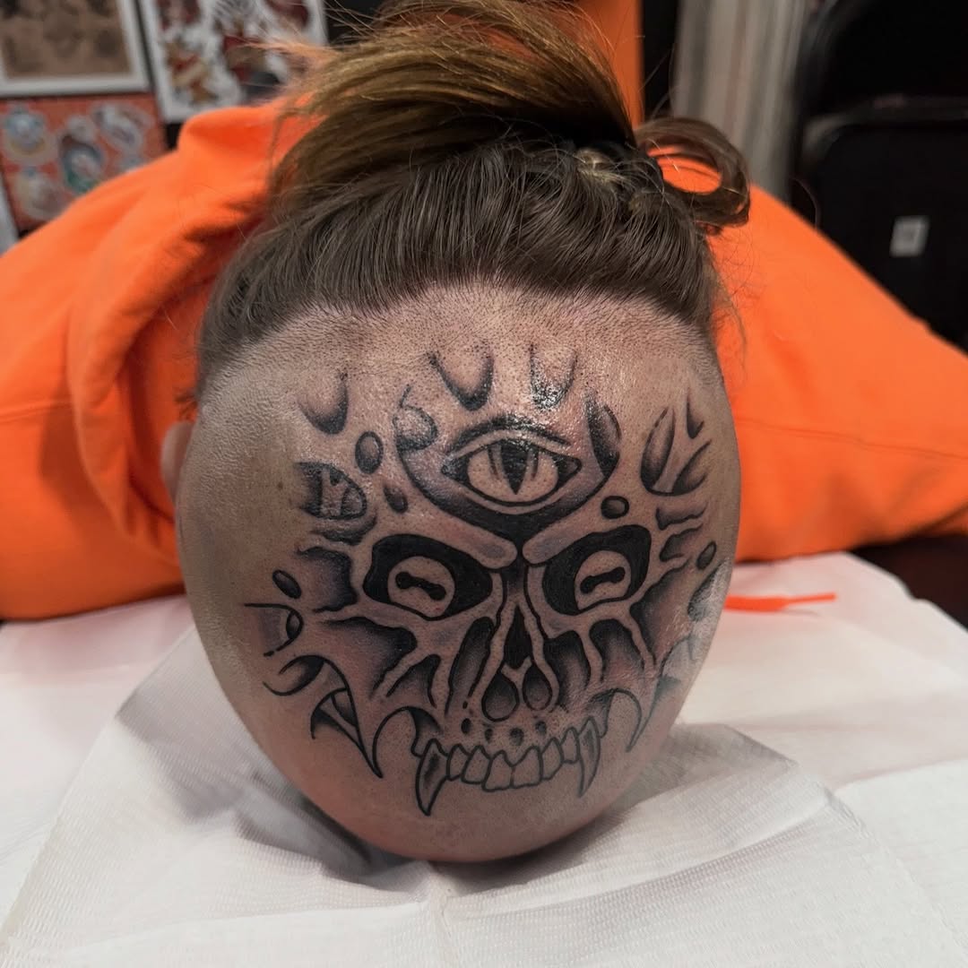 Tattoo by @whatswrongkiel — black_and_grey, dark_realism