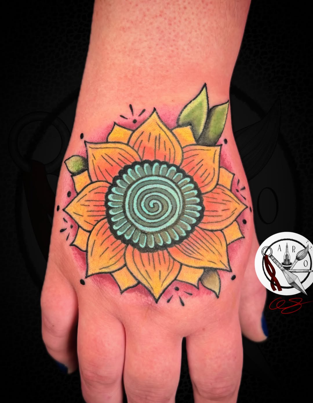 Tattoo by @a.real.otaku.tattoos — illustrative, dotwork