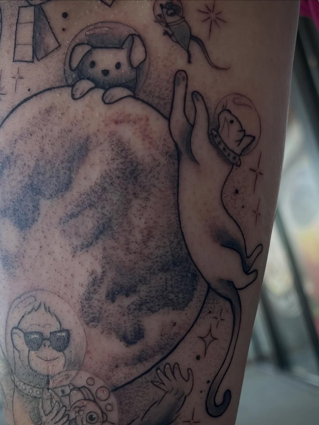 Tattoo by @freya_fataletattoo — illustrative, black_and_grey