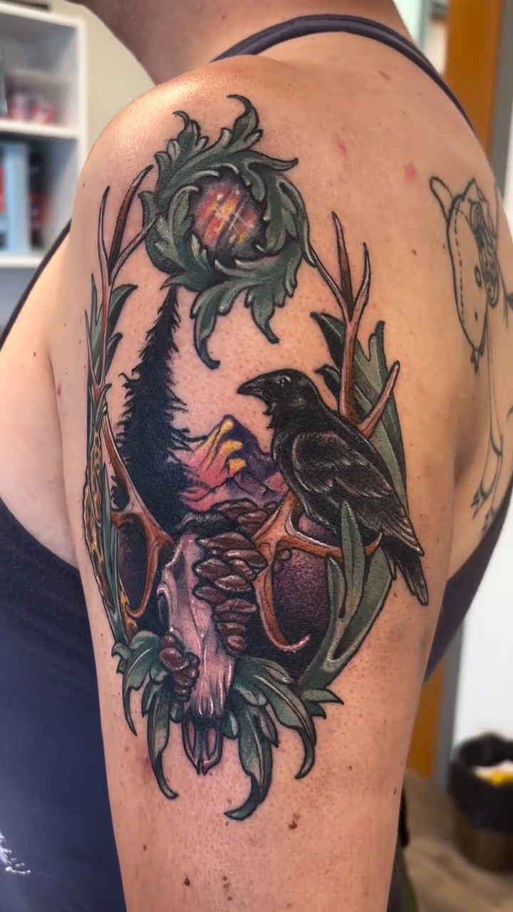 Tattoo by @cricketelijahtattoos — illustrative, dark_realism