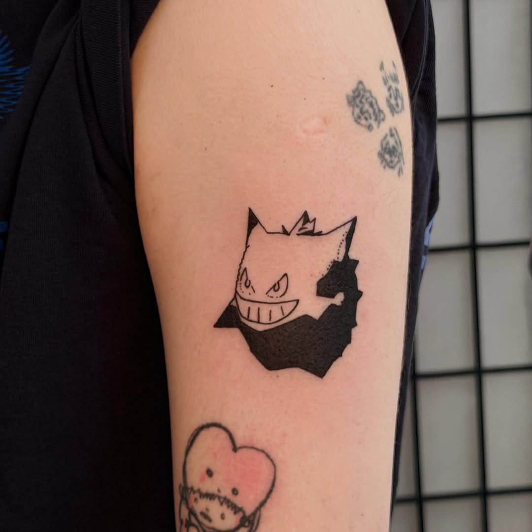 Tattoo by @woodniptat โ blackwork, anime