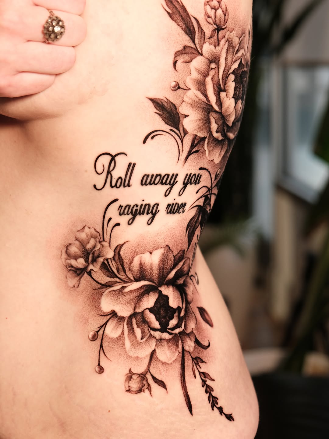 Tattoo by @tehyamaxwell — black_and_grey, lettering_script