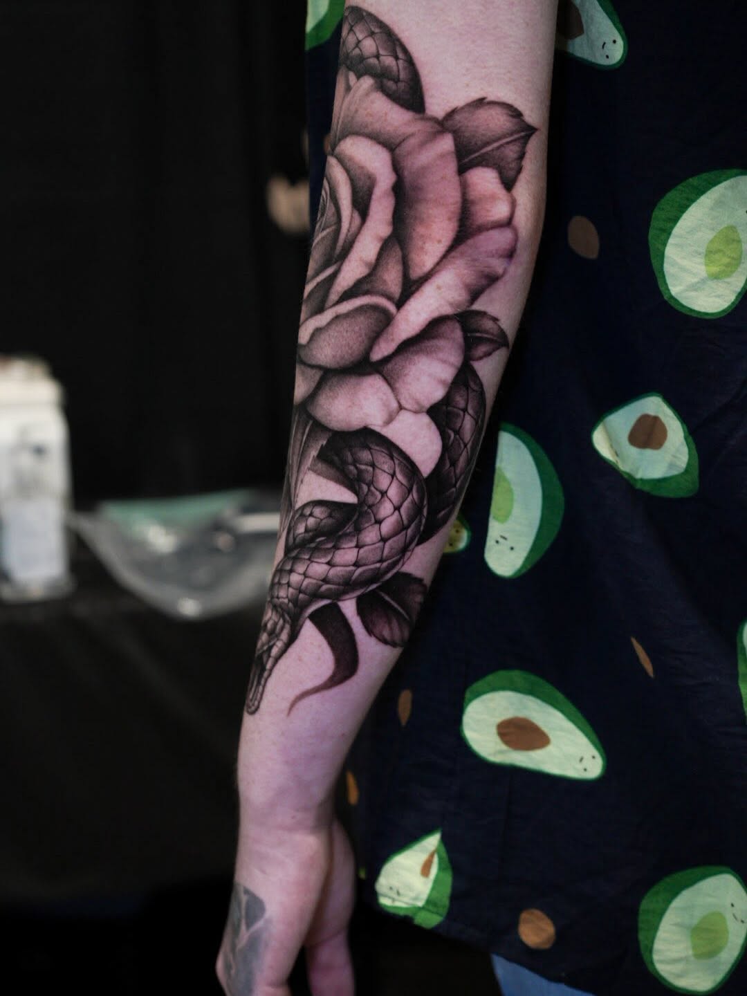 Tattoo by @tats.angel β realism, black_and_grey