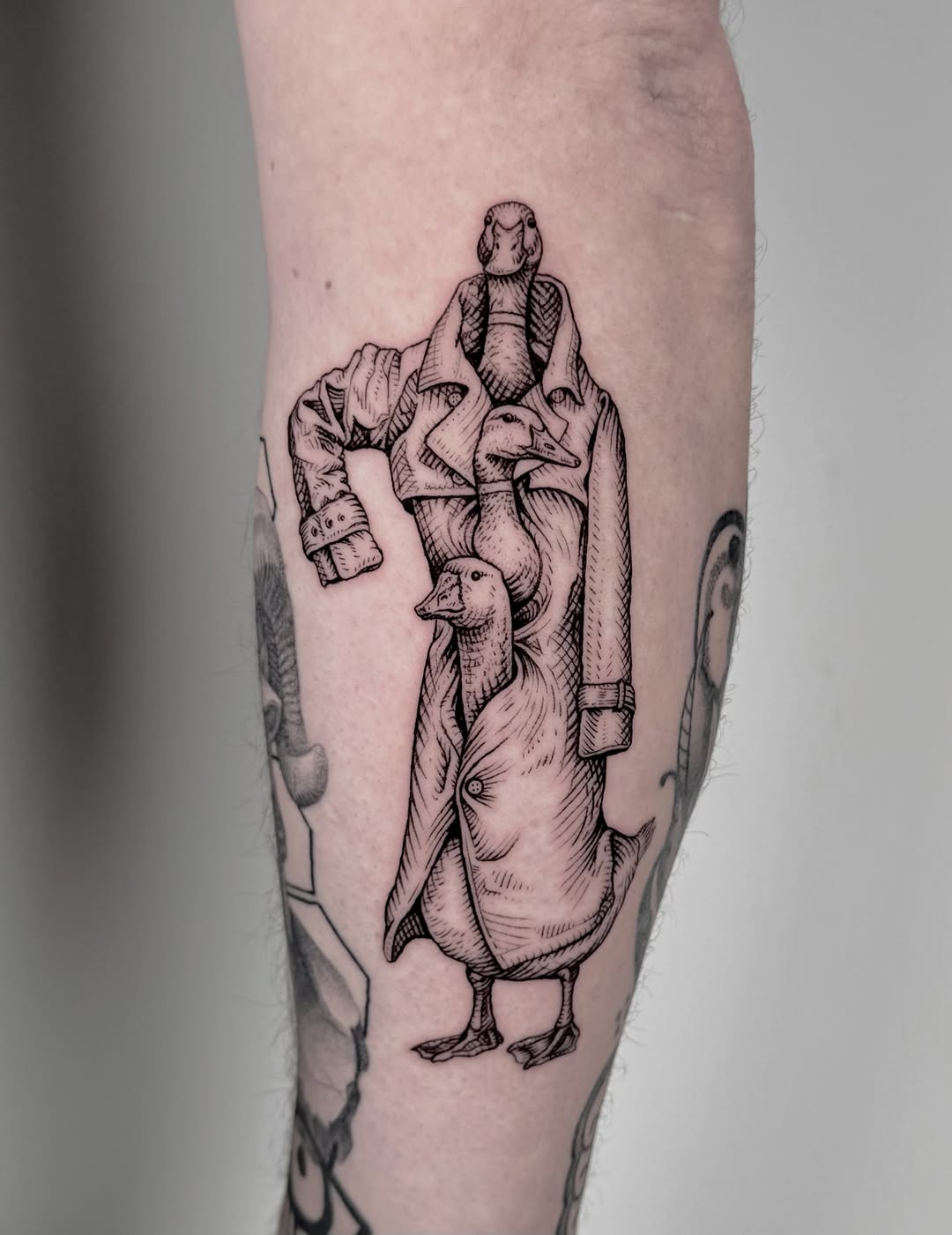 Tattoo by @krueger.ink — illustrative, black_and_grey