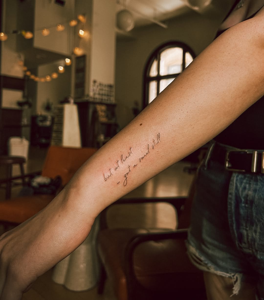 Tattoo by @taurusmoontattoo — lettering_script, fine_line