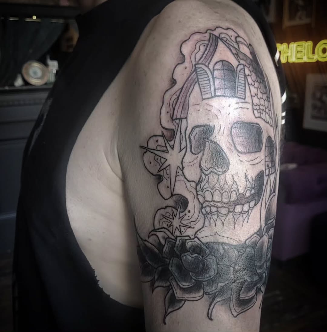 Tattoo by @ashleythomastattoos — illustrative, black_and_grey