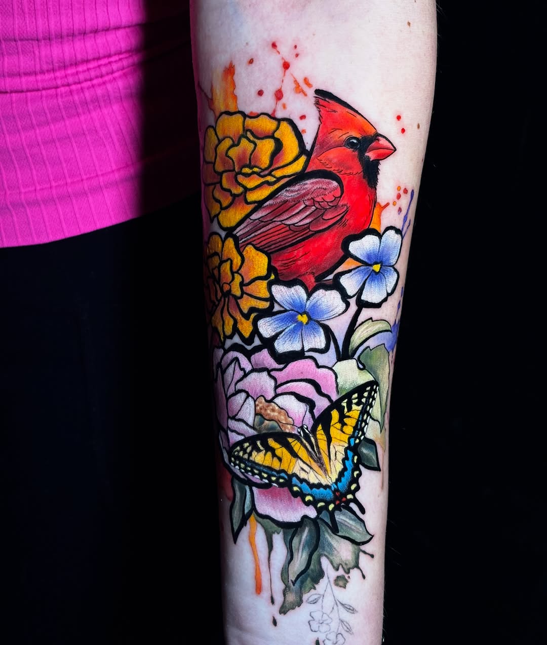 Tattoo by @songsparrowink — watercolor, new_school