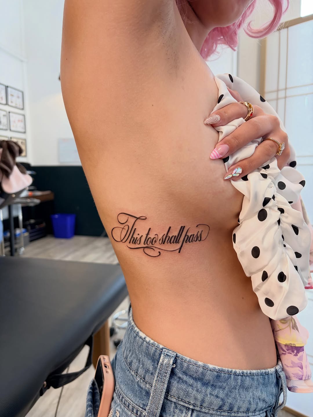 Tattoo by @sammmwch โ lettering_script, fine_line