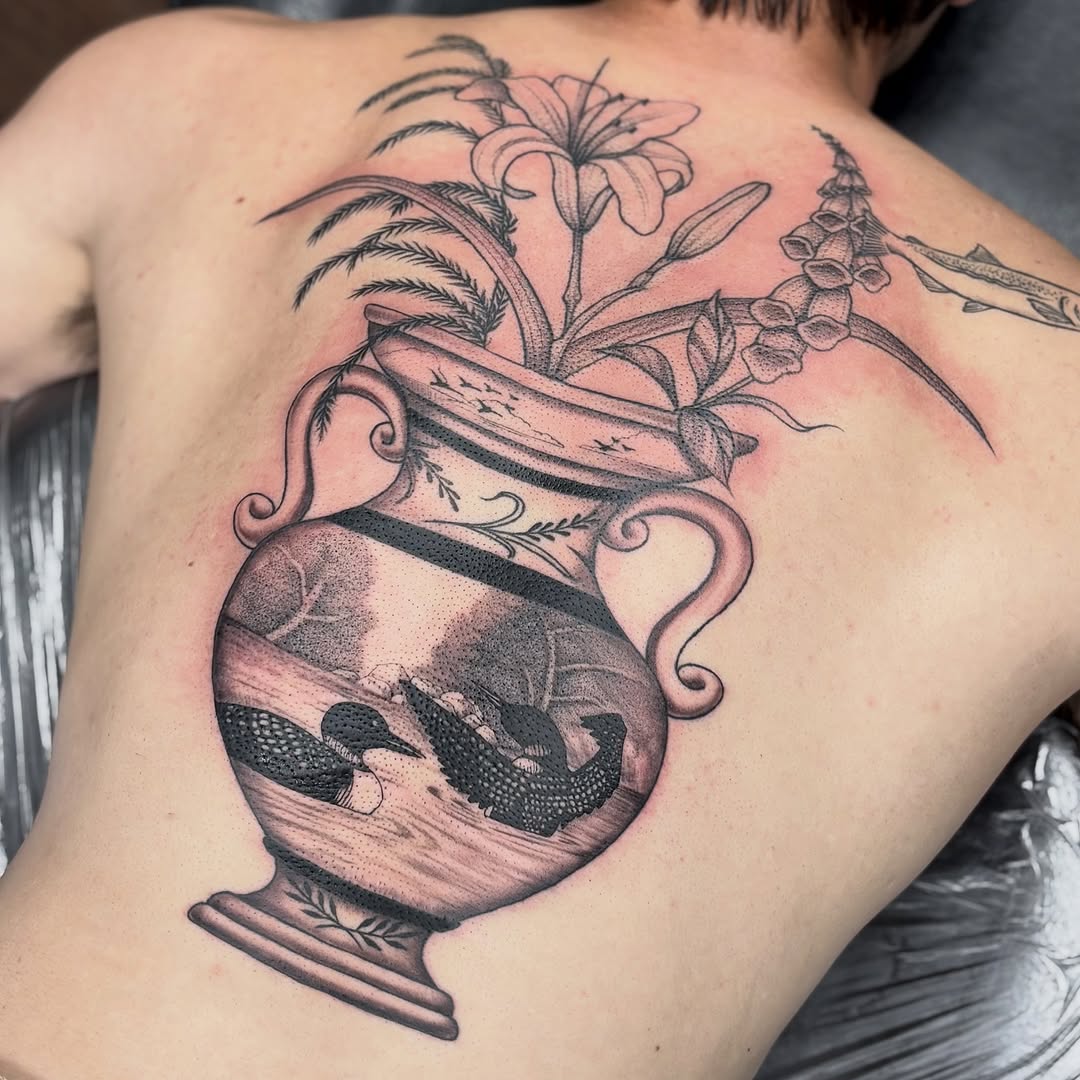 Tattoo by @sydhonn — illustrative, black_and_grey