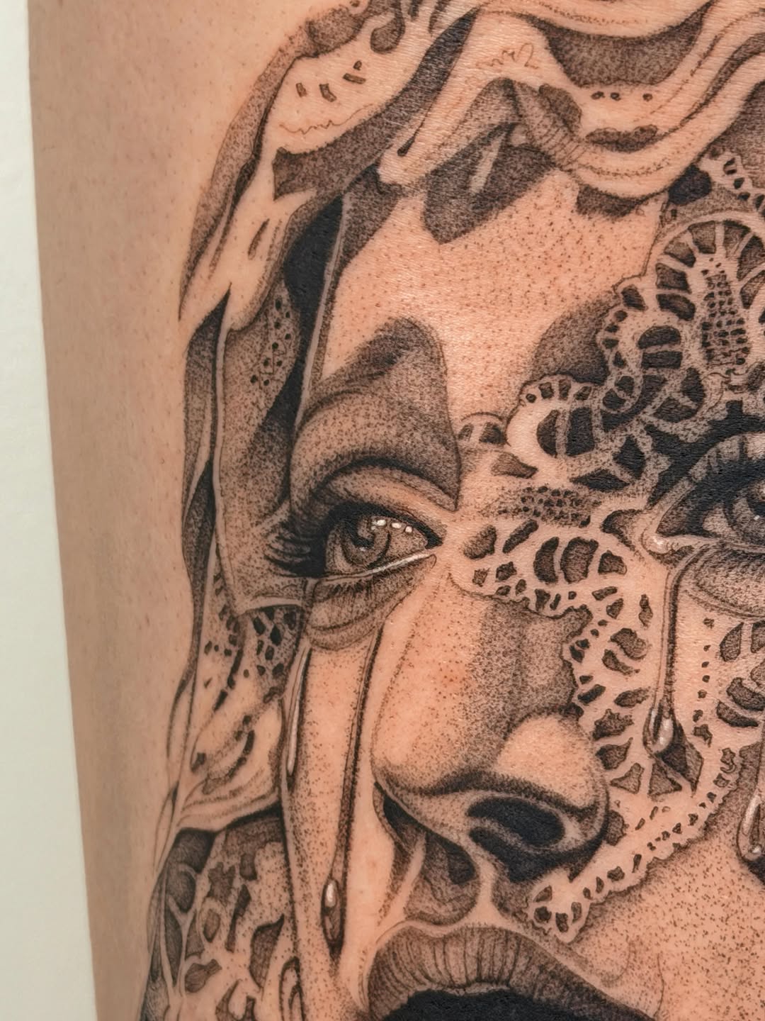 Tattoo by @studioweaverr — black_and_grey, illustrative