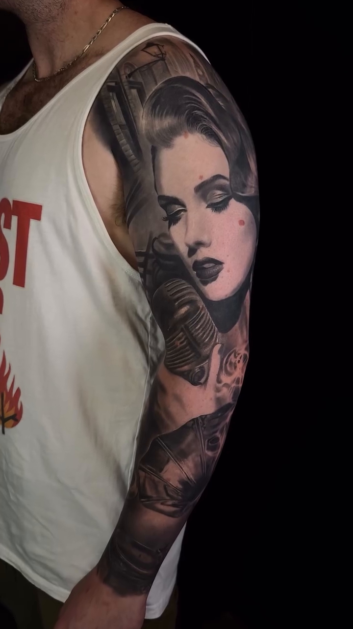 Tattoo by @gabpolflit_tattooartist β realism, black_and_grey