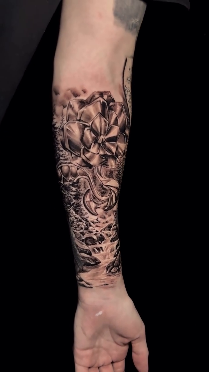 Tattoo by @grimlayertattoo — japanese_irezumi, black_and_grey