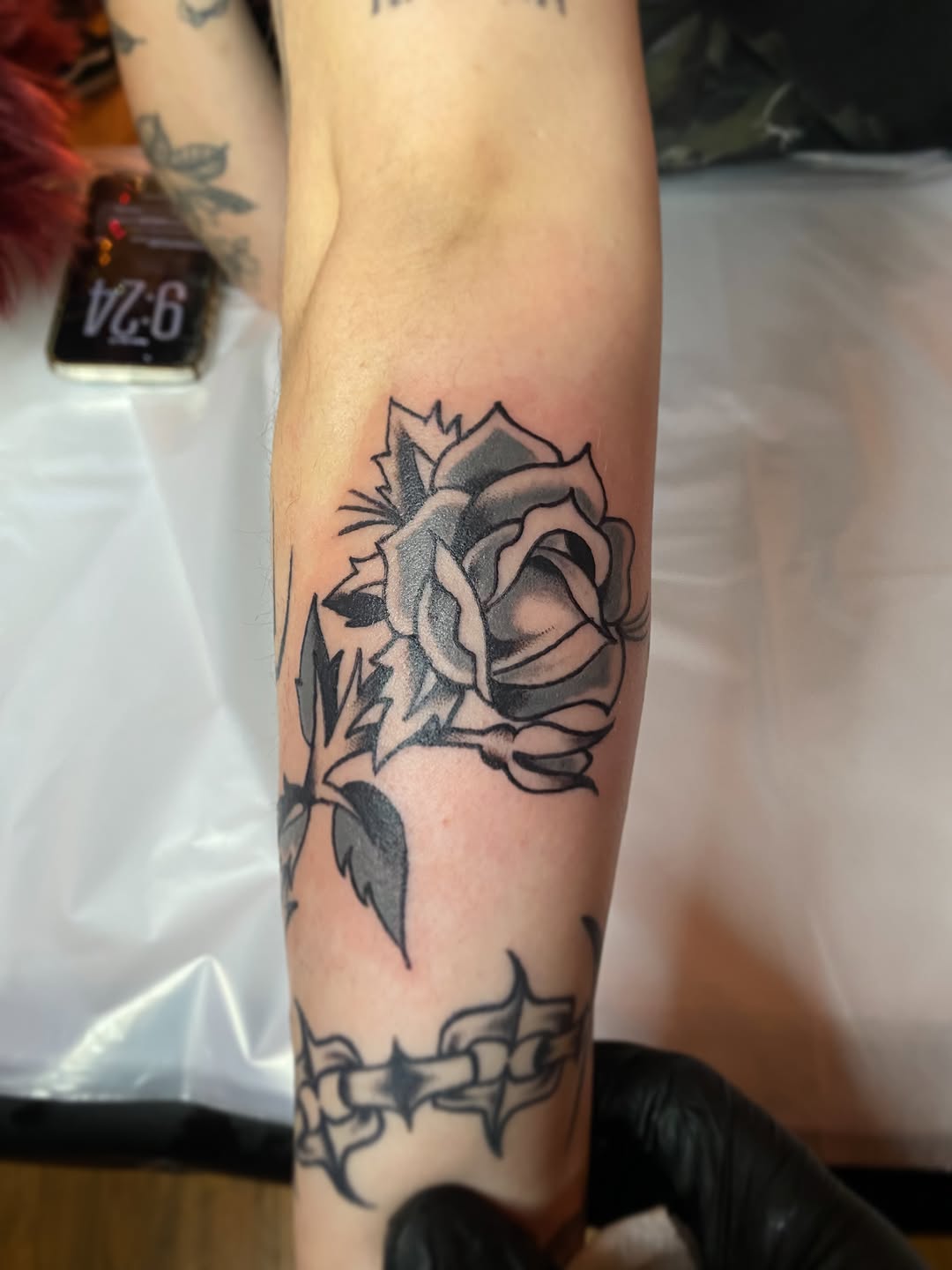 Tattoo by @karldoestattoos — black_and_grey