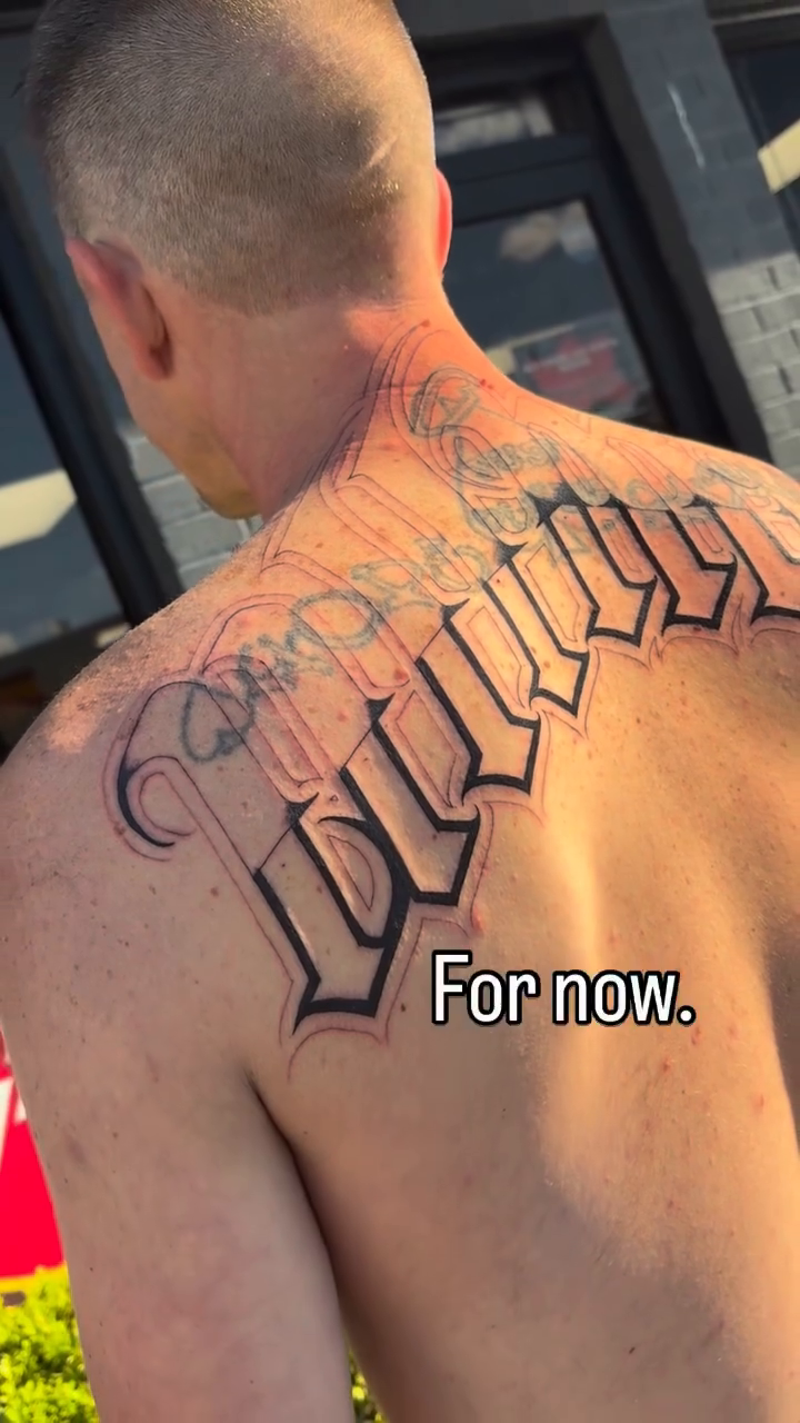 Tattoo by @trustydizon — lettering_script, blackwork