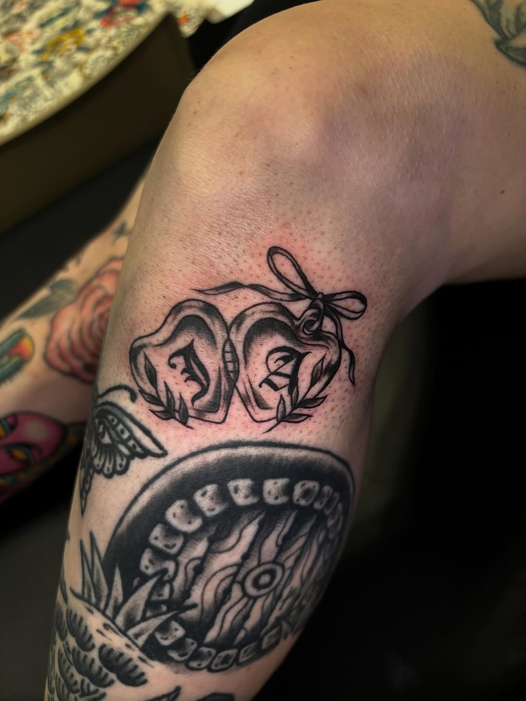 Tattoo by @jdawgdotgov โ lettering_script, black_and_grey