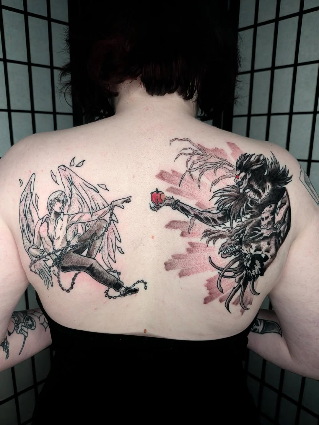 Tattoo by @yokaia.tattoo — anime, black_and_grey
