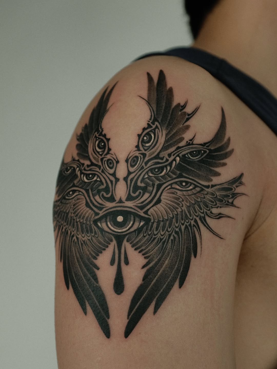 Tattoo by @xiaolun_tatt — blackwork, dark_realism