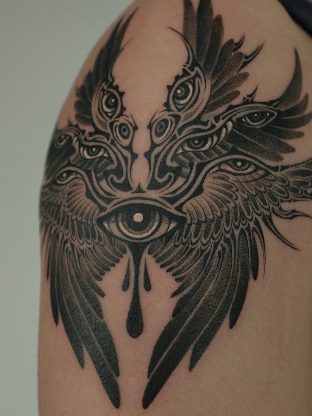 Tattoo by @xiaolun_tatt — black_and_grey, dark_realism