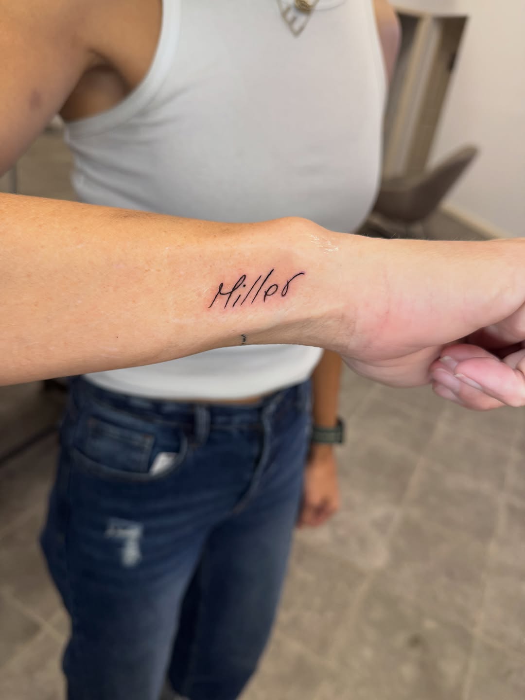 Tattoo by @jcgm_ink — fine_line, lettering_script