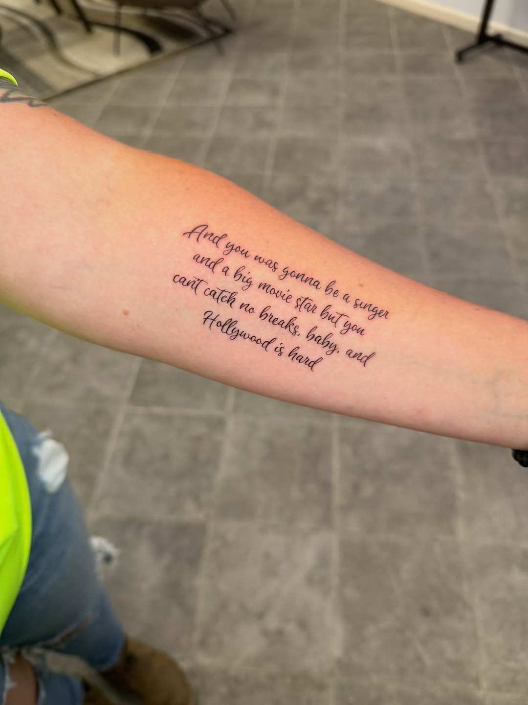 Tattoo by @jcgm_ink — lettering_script, fine_line