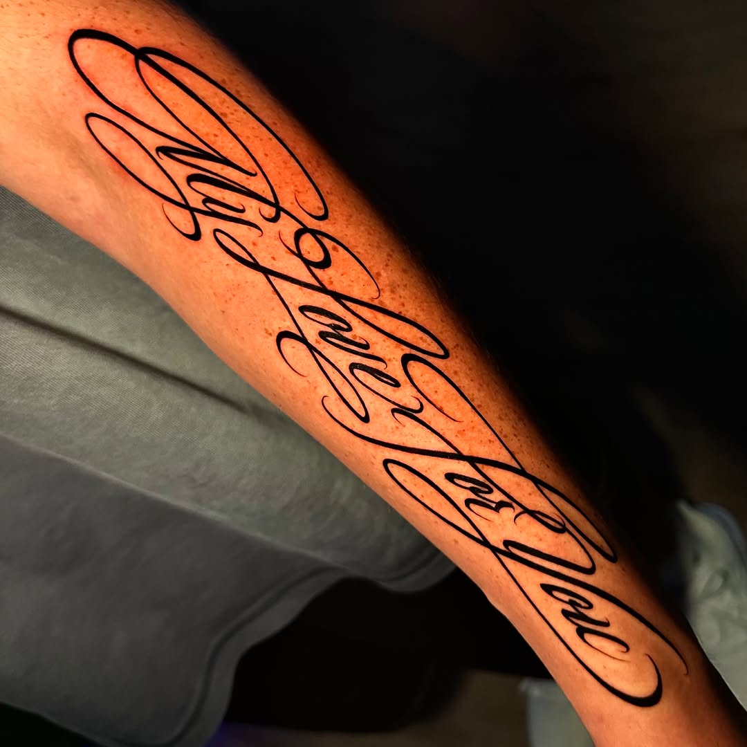 Tattoo by @inkedbydoll — lettering_script, fine_line