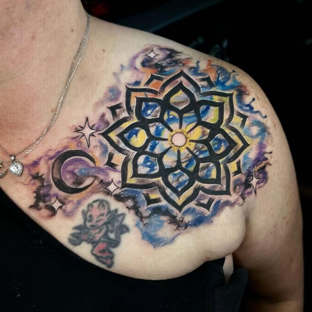 Tattoo by @mighty1one — illustrative, geometric