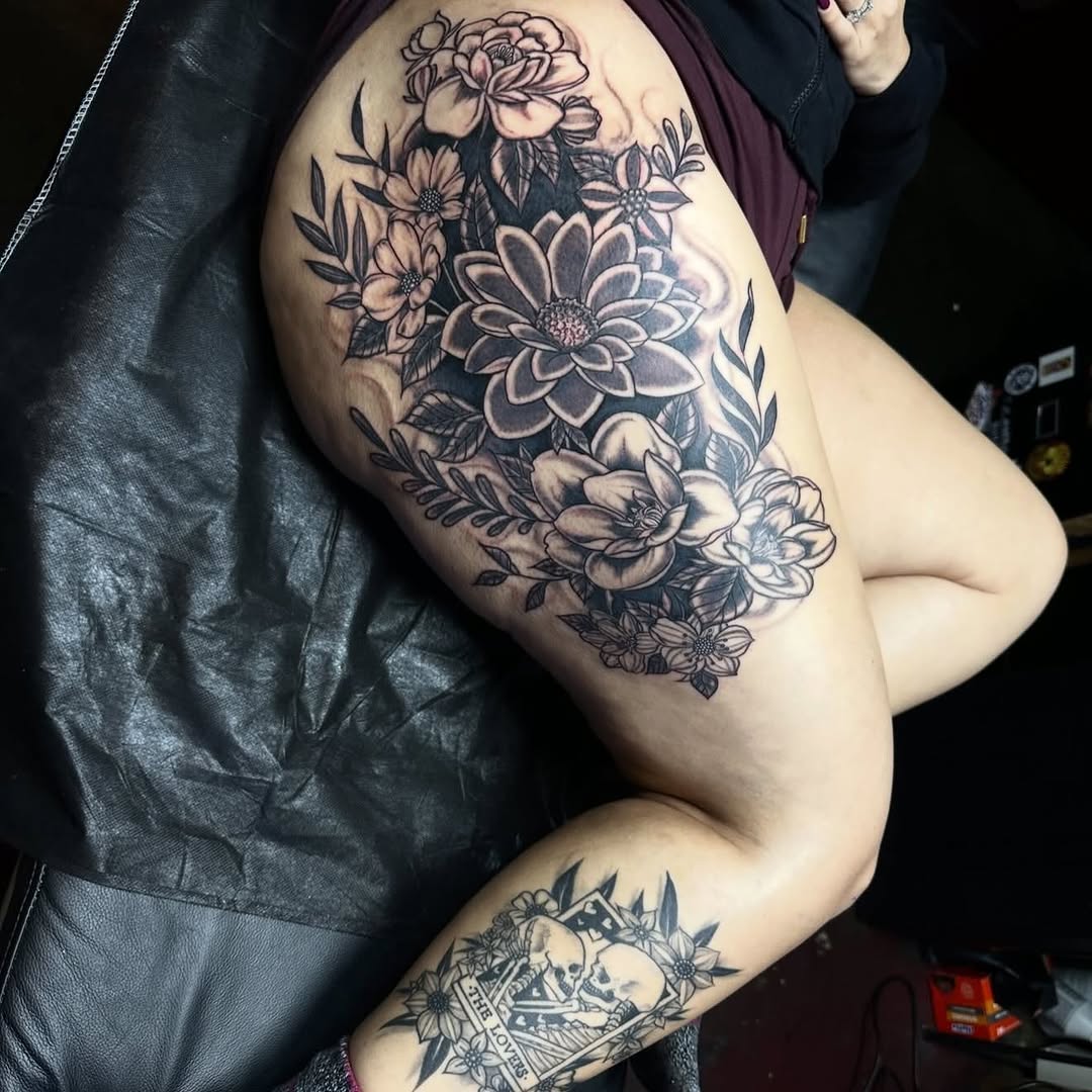 Tattoo by @mighty1one — black_and_grey, illustrative