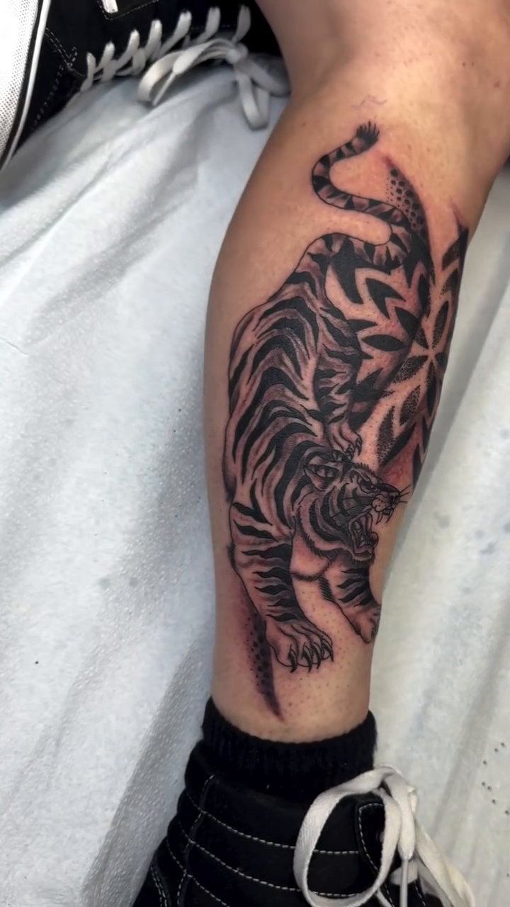 Tattoo by @meechxtattoo — japanese_irezumi, black_and_grey