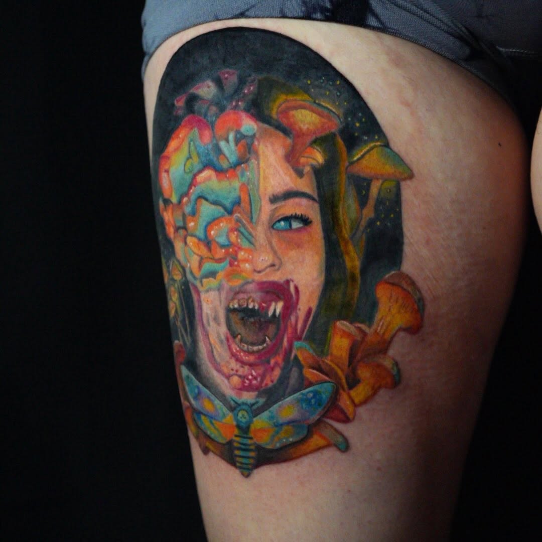Tattoo by @rayvin_tattoos — realism, surrealism