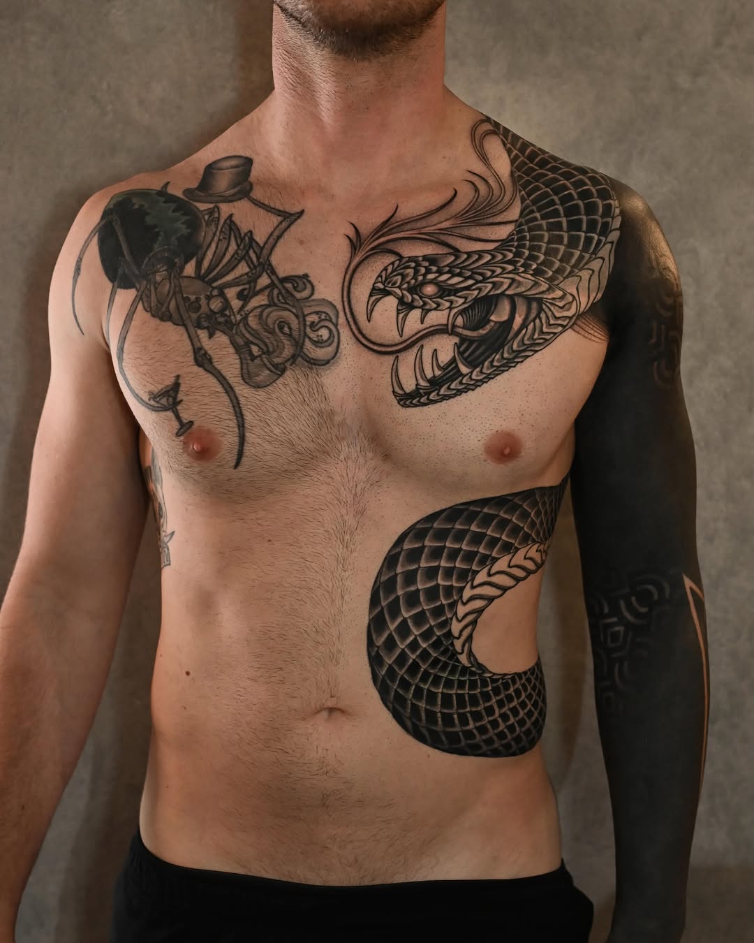 Tattoo by @monkeybob_ttt — blackwork, black_and_grey