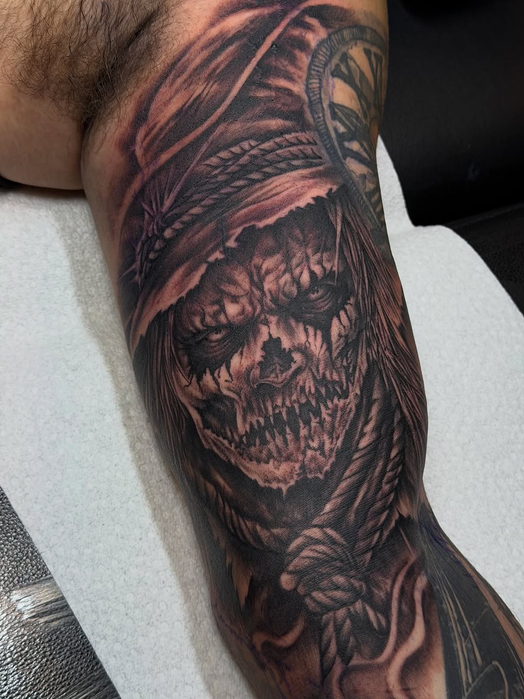 Tattoo by @calvinmaryland_tattoos β dark_realism, black_and_grey