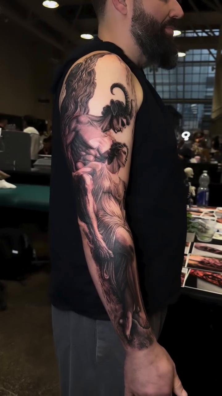 Tattoo by @irena.tattooing — dark_realism, black_and_grey
