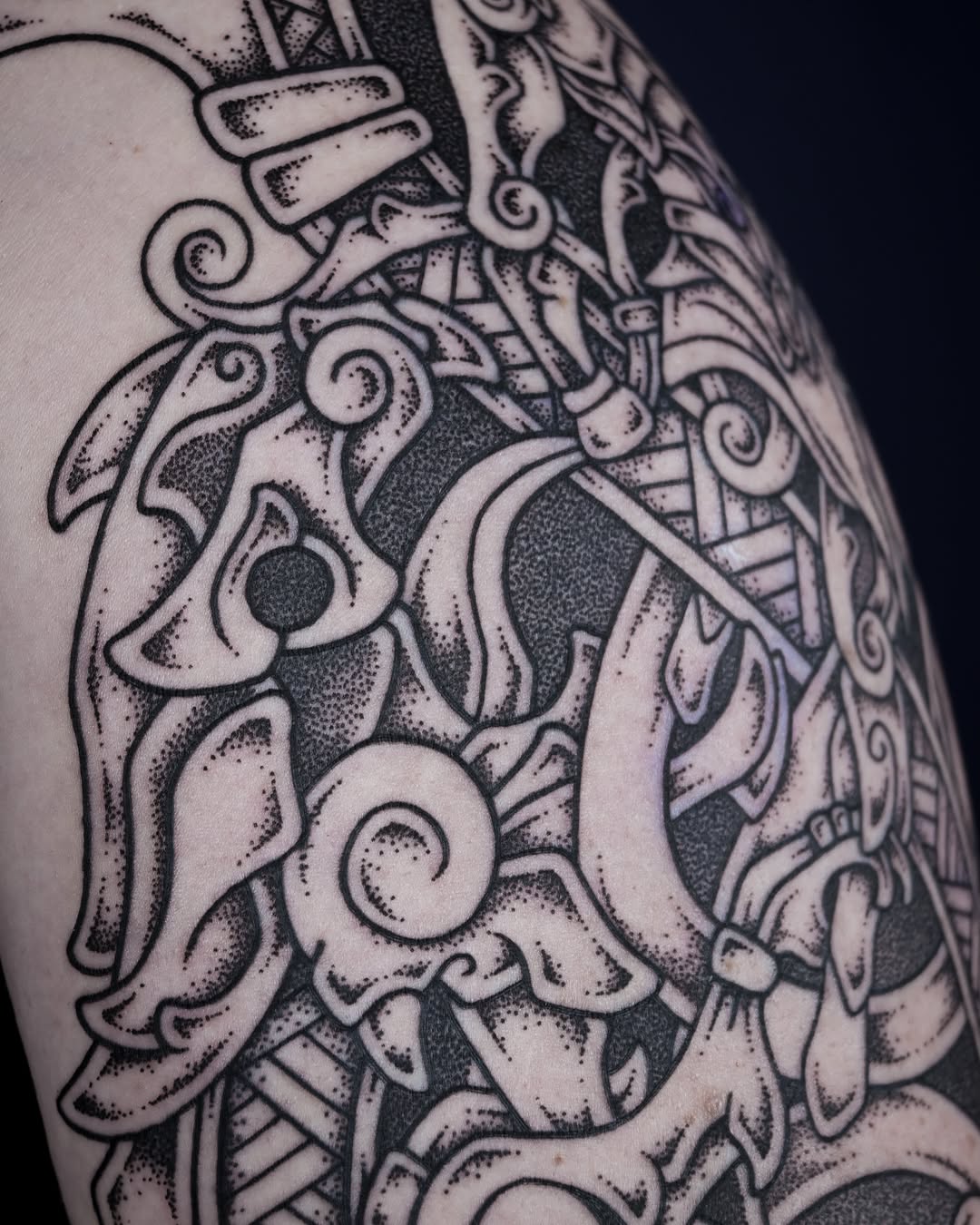 Tattoo by @kintyreink — dotwork, blackwork