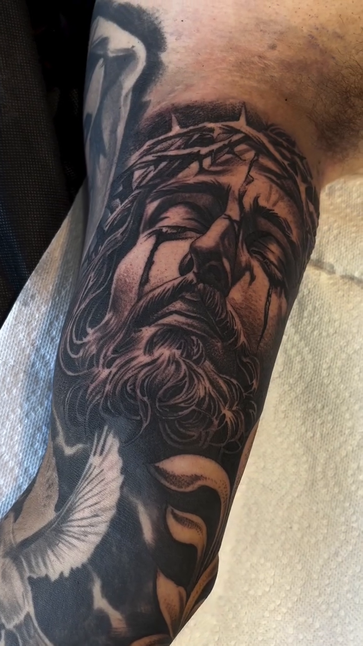 Tattoo by @mikeandinkk — realism, black_and_grey