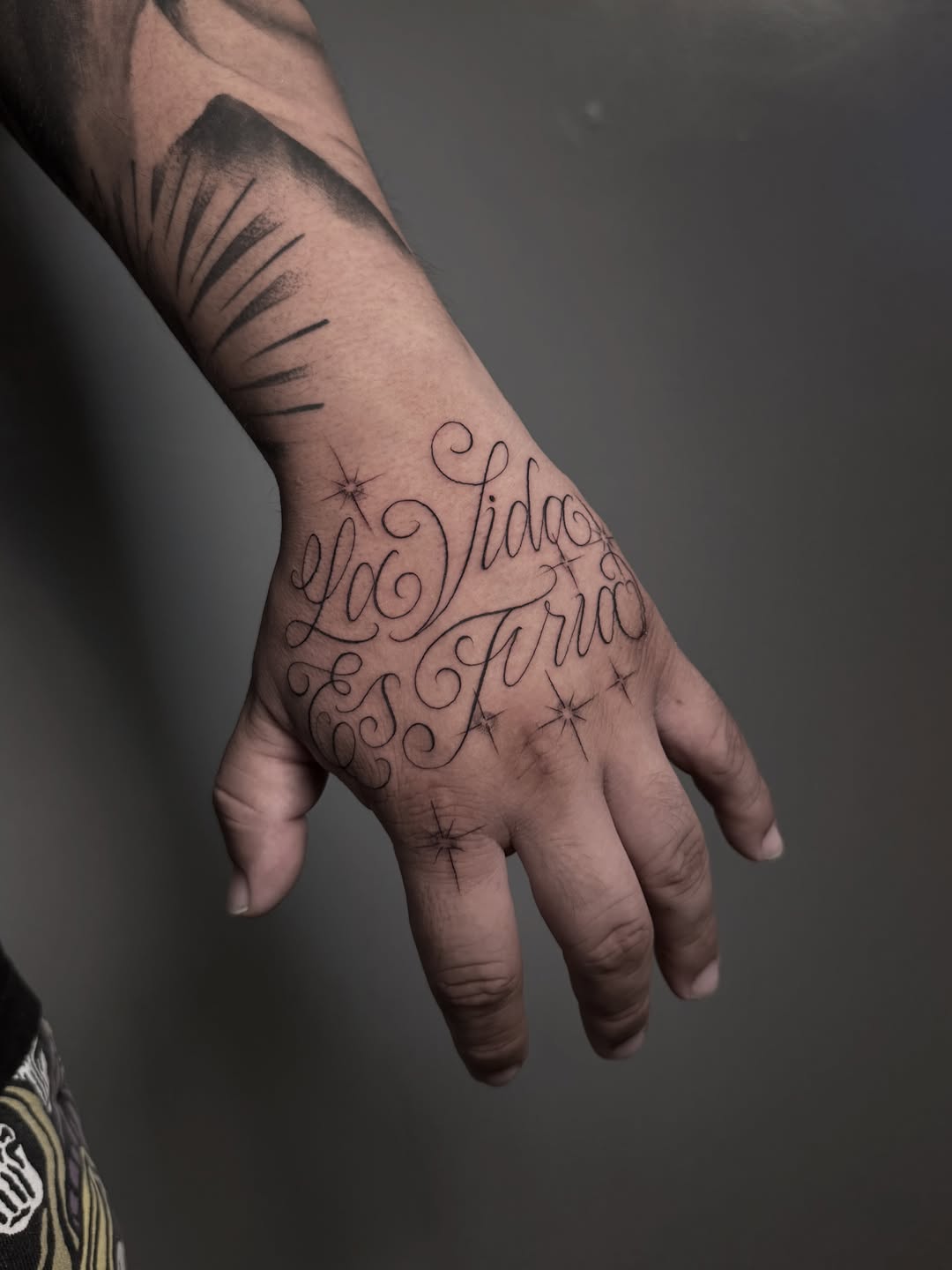 Tattoo by @alexusregina_ — lettering_script, chicano