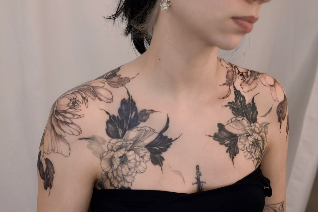 Tattoo by @joyxtattoo — illustrative, black_and_grey