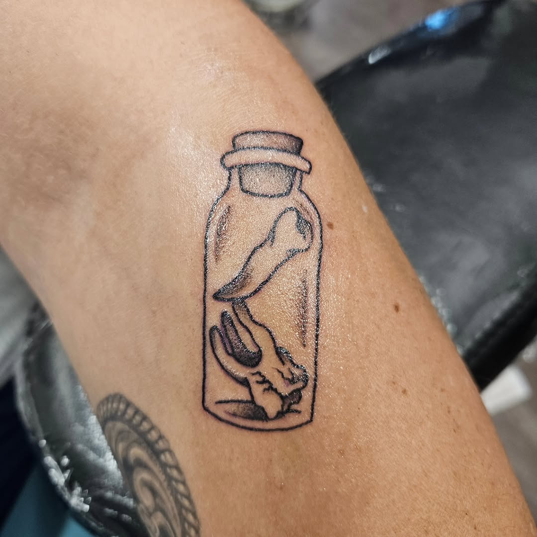 Tattoo by @therestlessdrifter — black_and_grey, illustrative