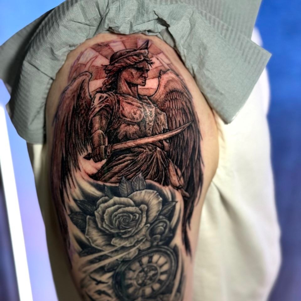 Tattoo by @lunchbox_ink — black_and_grey, realism