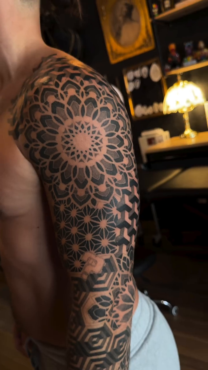 Tattoo by @chrisirvintattoos β geometric, dotwork