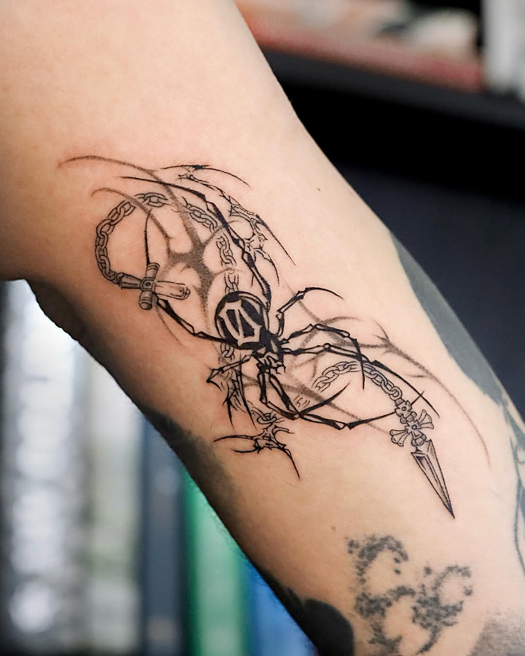Tattoo by @mei_tatt — blackwork, fine_line