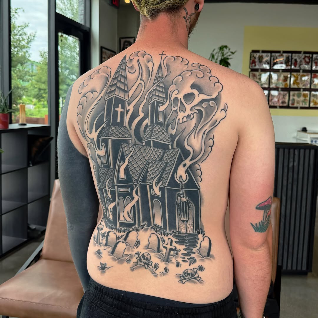 Tattoo by @booradleey — black_and_grey, dark_realism