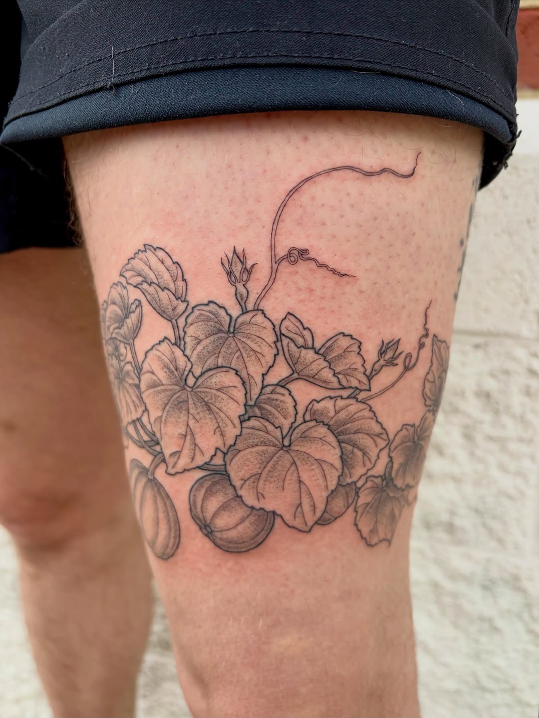 Tattoo by @drawingplantsandthings — black_and_grey