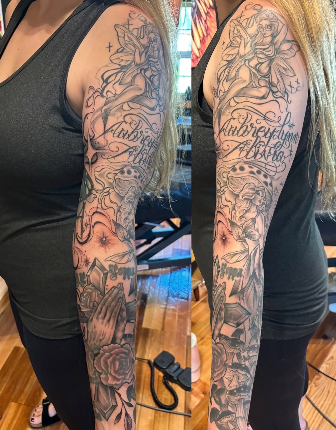Tattoo by @komfort — black_and_grey