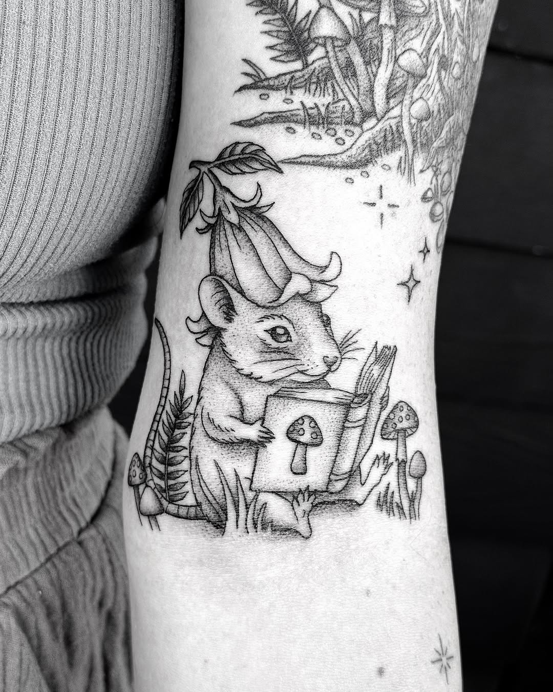 Tattoo by @breezytucker — illustrative, black_and_grey
