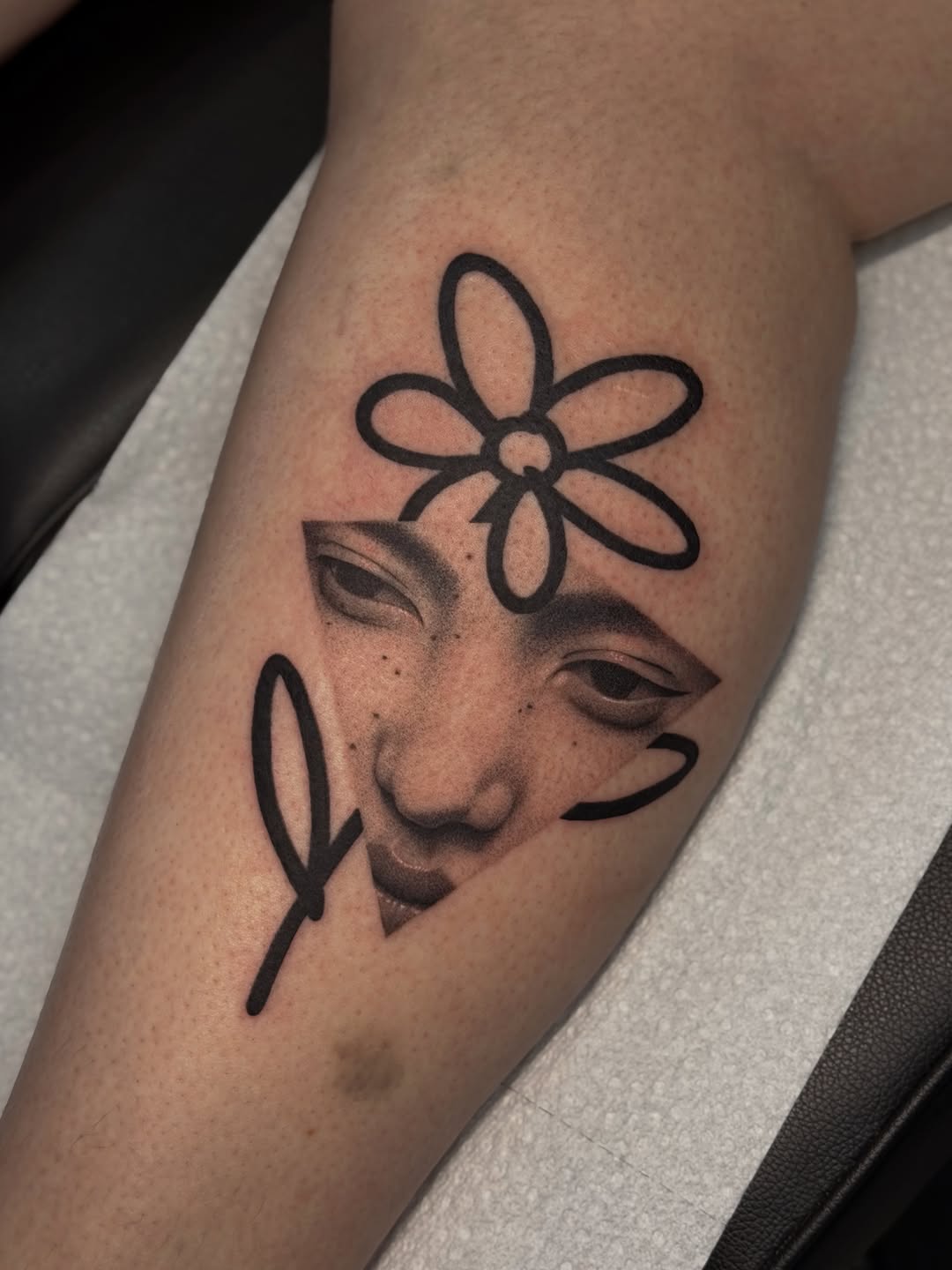 Tattoo by @uglyrae.tattoo — illustrative, black_and_grey