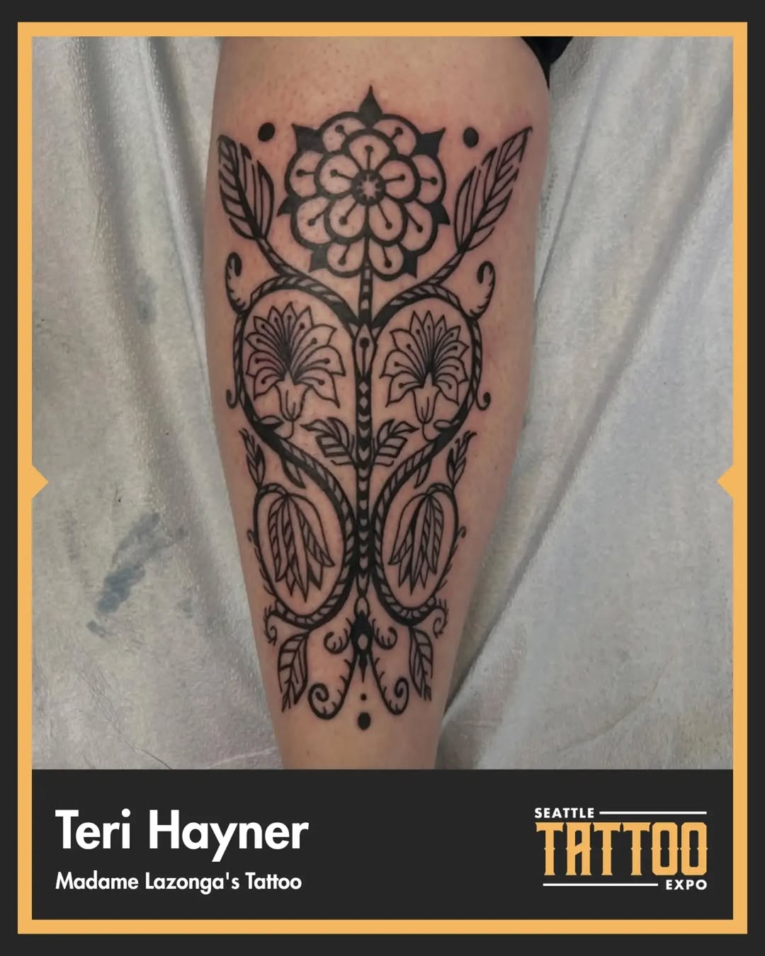 Tattoo by @madamelazongastattoo — ornamental, blackwork