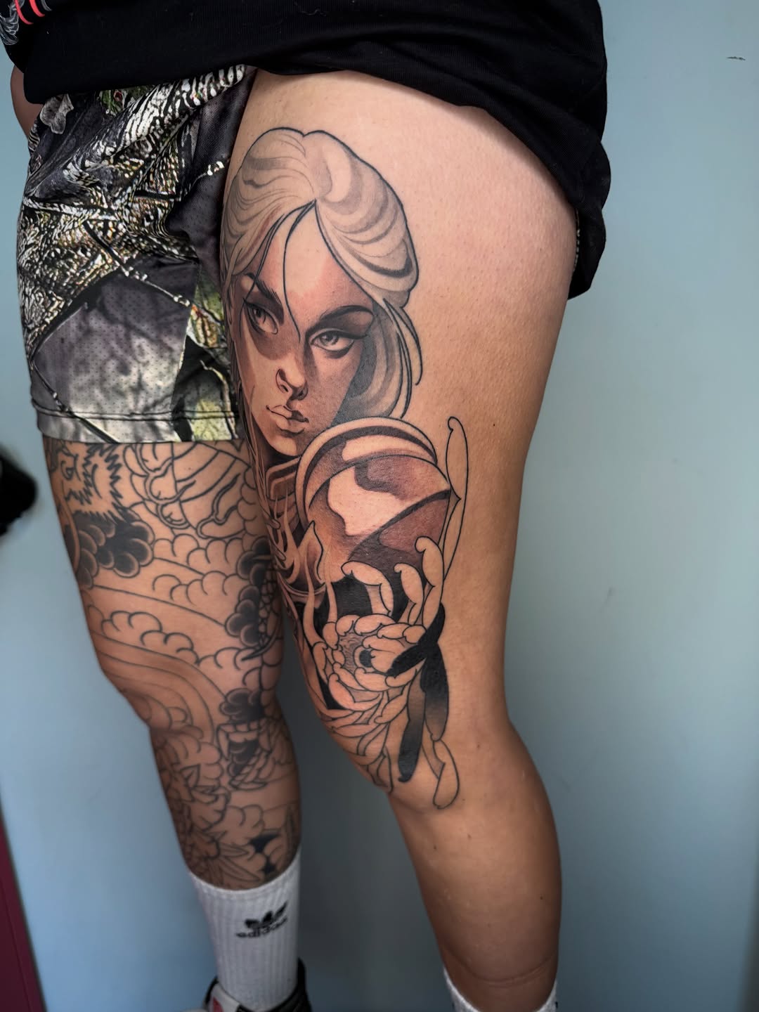 Tattoo by @artisticminded — black_and_grey, illustrative