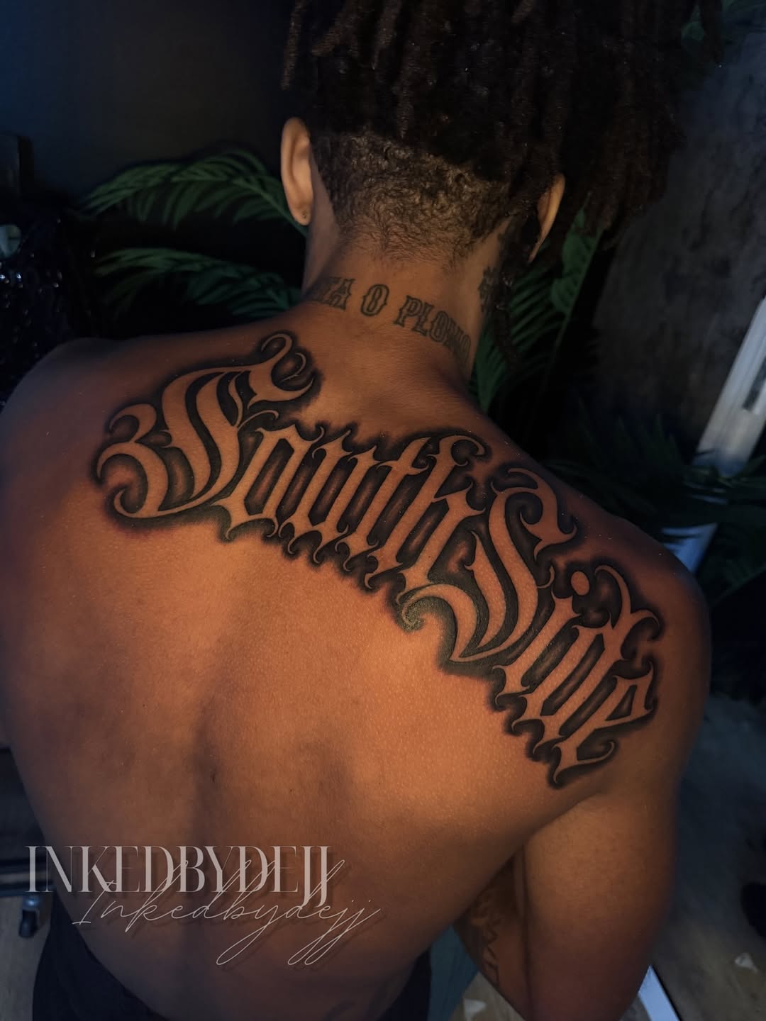 Tattoo by @inkedbydejj — lettering_script, chicano