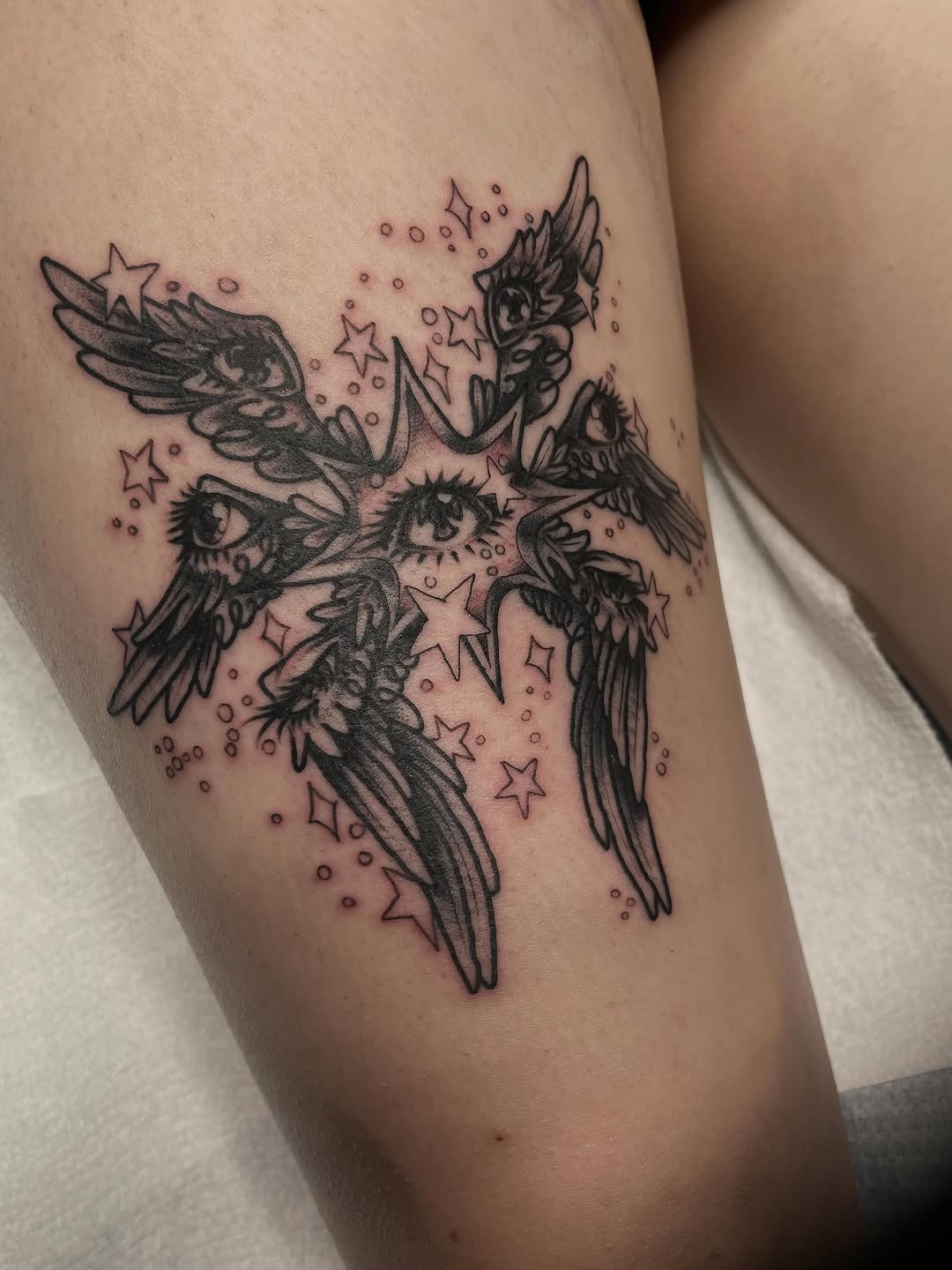 Tattoo by @tattoosbyclover — illustrative, blackwork