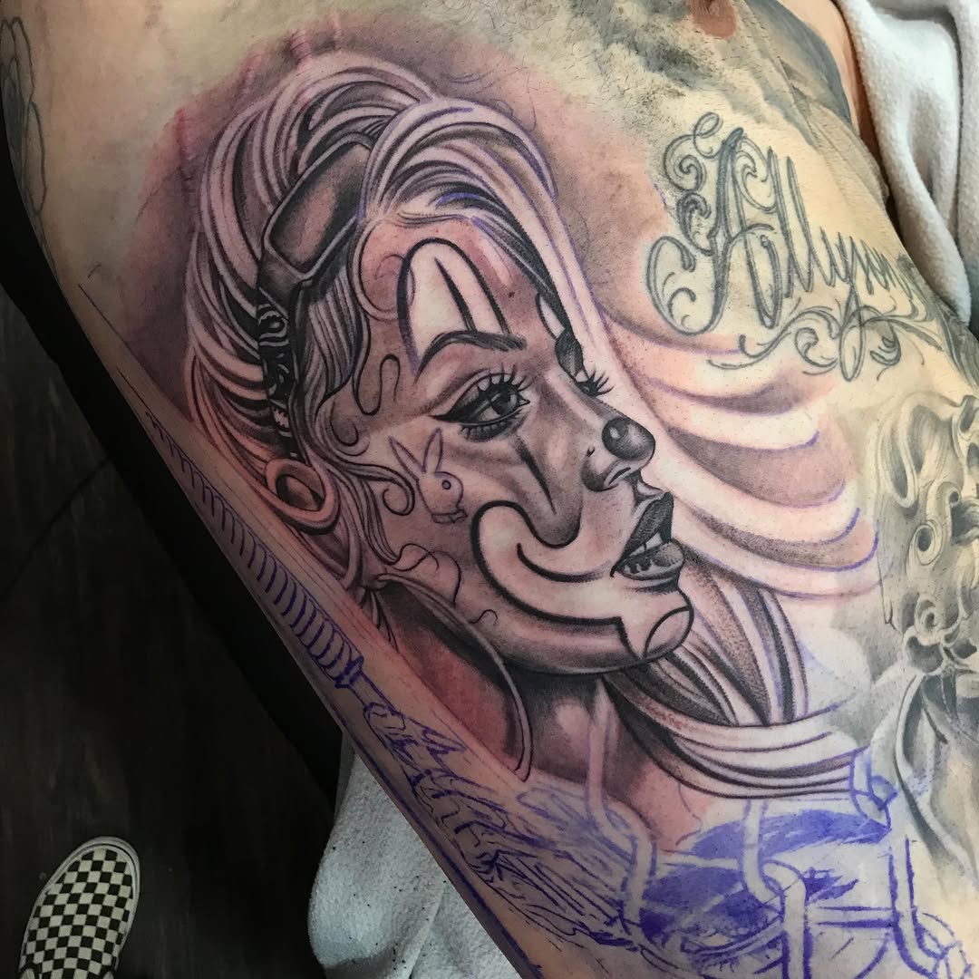 Tattoo by @cv__tattoo โ chicano, black_and_grey